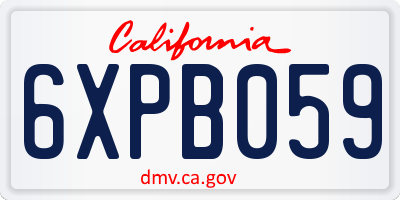 CA license plate 6XPB059
