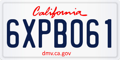 CA license plate 6XPB061