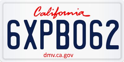 CA license plate 6XPB062