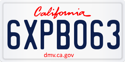 CA license plate 6XPB063