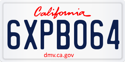CA license plate 6XPB064