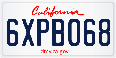CA license plate 6XPB068