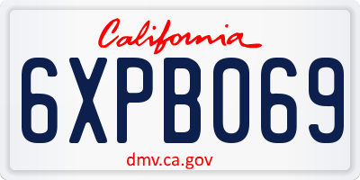 CA license plate 6XPB069