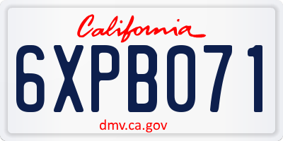 CA license plate 6XPB071
