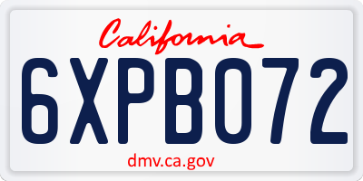 CA license plate 6XPB072