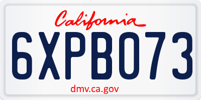 CA license plate 6XPB073