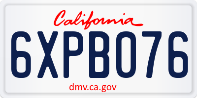 CA license plate 6XPB076