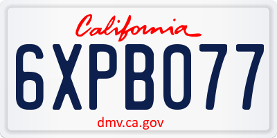 CA license plate 6XPB077