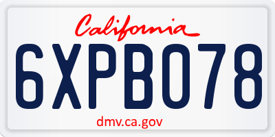 CA license plate 6XPB078