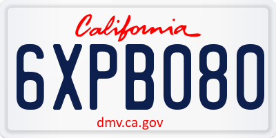 CA license plate 6XPB080