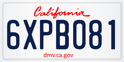 CA license plate 6XPB081