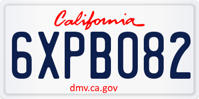 CA license plate 6XPB082