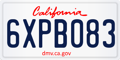 CA license plate 6XPB083