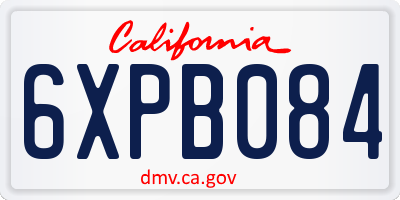 CA license plate 6XPB084
