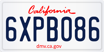 CA license plate 6XPB086