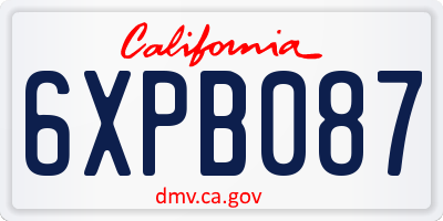 CA license plate 6XPB087