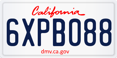 CA license plate 6XPB088