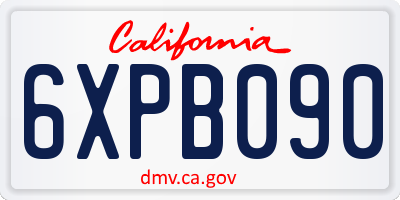 CA license plate 6XPB090