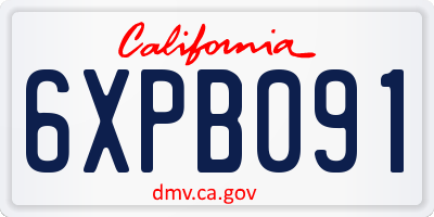 CA license plate 6XPB091