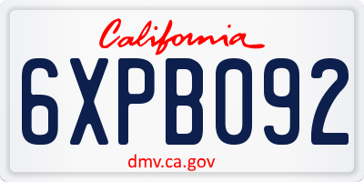 CA license plate 6XPB092