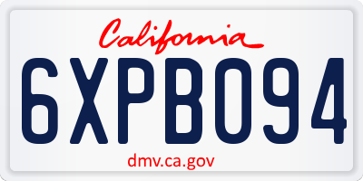 CA license plate 6XPB094