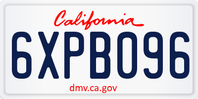 CA license plate 6XPB096