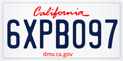 CA license plate 6XPB097