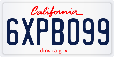 CA license plate 6XPB099