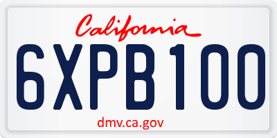 CA license plate 6XPB100