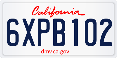CA license plate 6XPB102