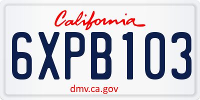 CA license plate 6XPB103