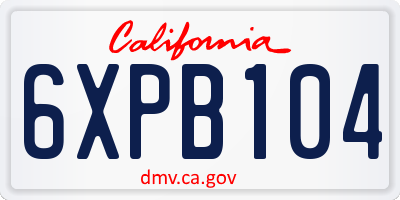 CA license plate 6XPB104