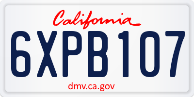 CA license plate 6XPB107