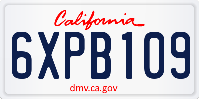 CA license plate 6XPB109