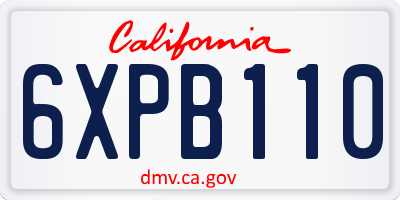 CA license plate 6XPB110