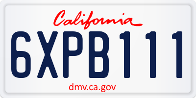 CA license plate 6XPB111