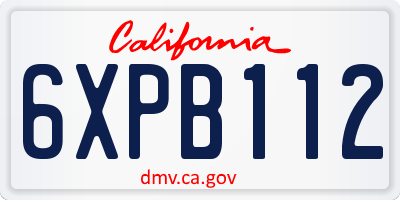 CA license plate 6XPB112