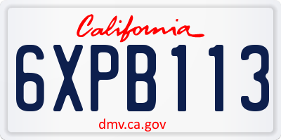 CA license plate 6XPB113