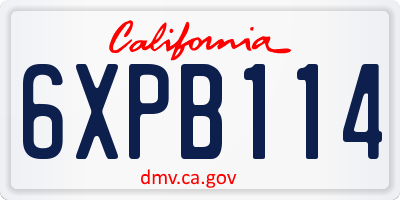 CA license plate 6XPB114