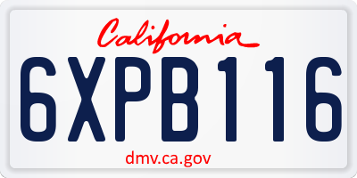 CA license plate 6XPB116