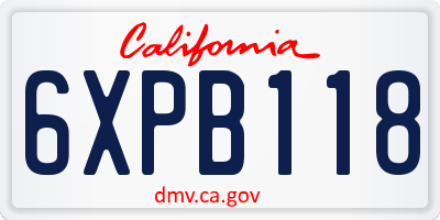 CA license plate 6XPB118
