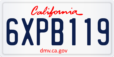 CA license plate 6XPB119