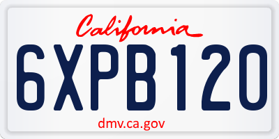 CA license plate 6XPB120