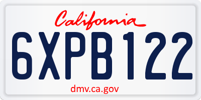 CA license plate 6XPB122