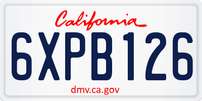 CA license plate 6XPB126