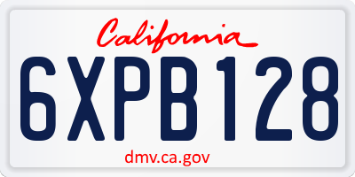 CA license plate 6XPB128