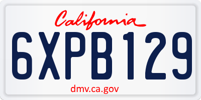 CA license plate 6XPB129