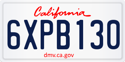 CA license plate 6XPB130