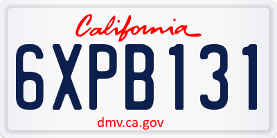 CA license plate 6XPB131