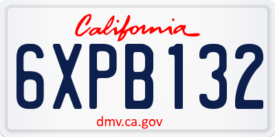 CA license plate 6XPB132